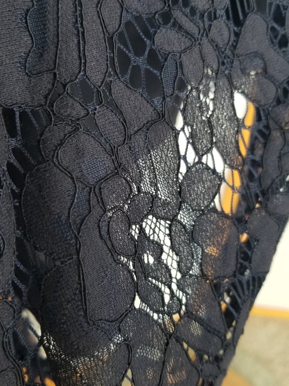 Do+Be Navy Blue Mini Dress Size Small Lace Off-Shoulder Lined - Picture 5 of 11